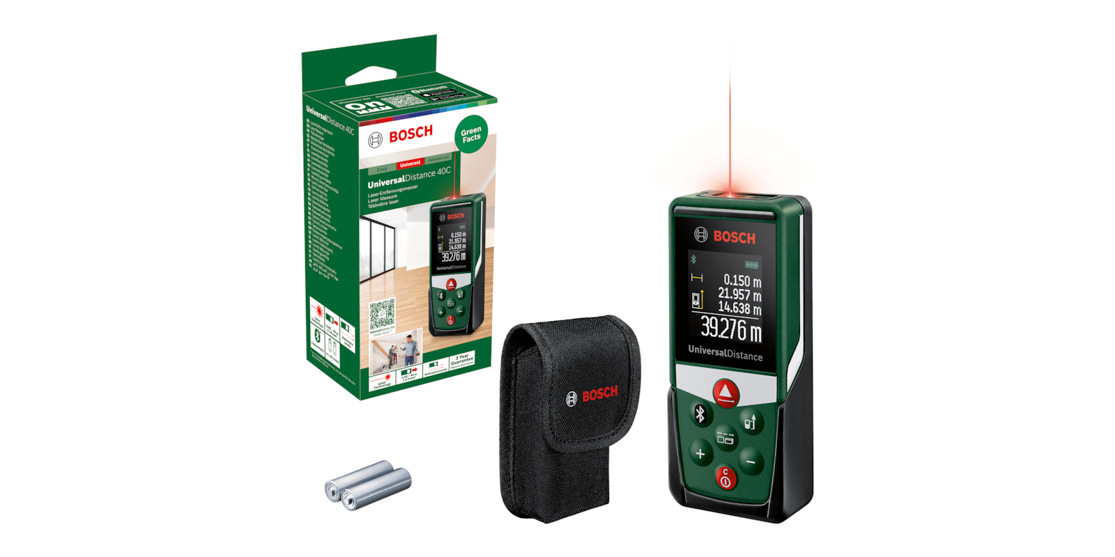Bosch UniversalDistance 40C com embalagem, bolsa e pilhas